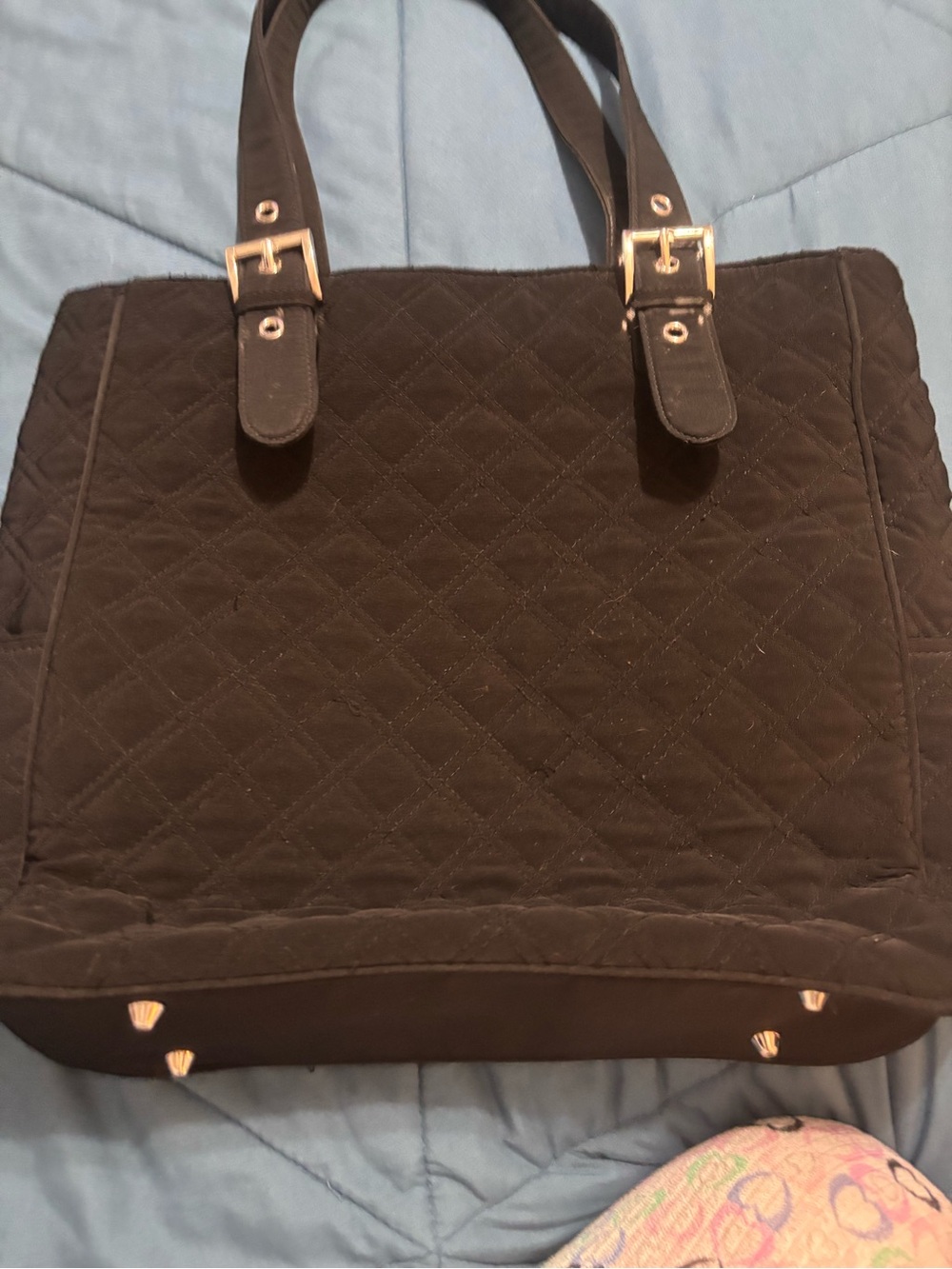 Vera Bradley Quilted Black Tote Bag with Gold Accents - Women's Carryall